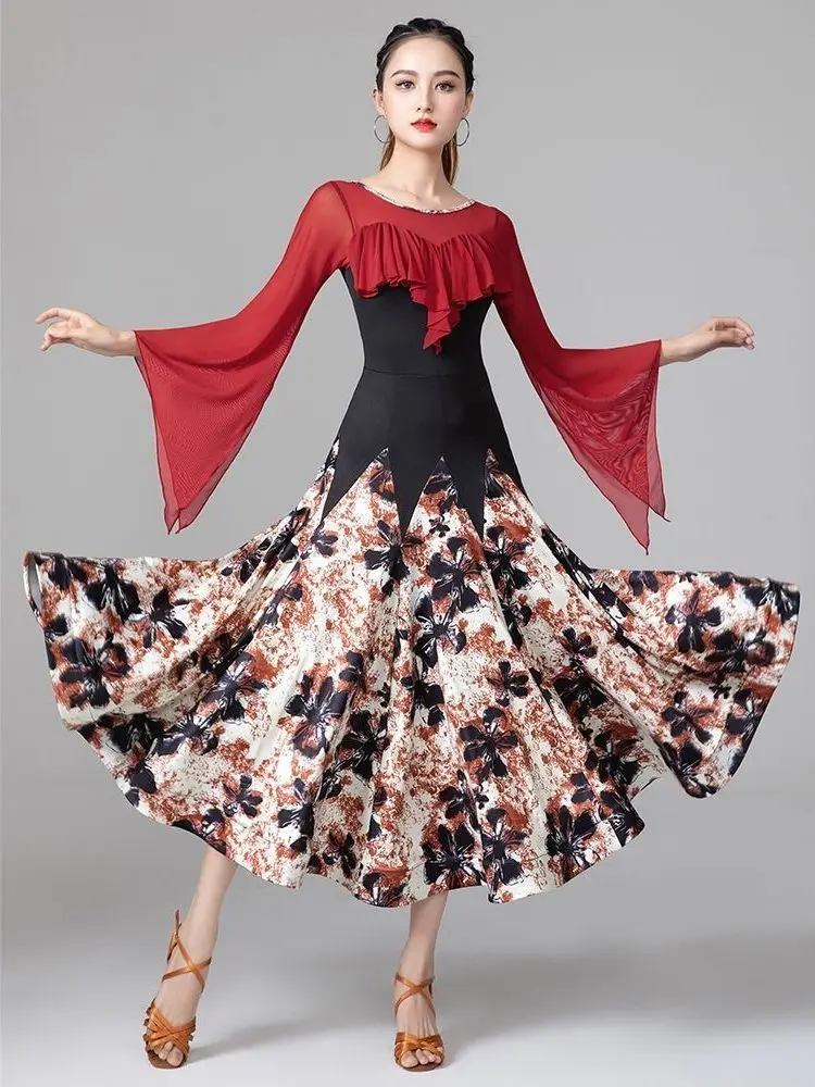 Modern Dance Dress For Women New National Standard Waltz Dance Skirt Stage Performance With Large Swing Dress