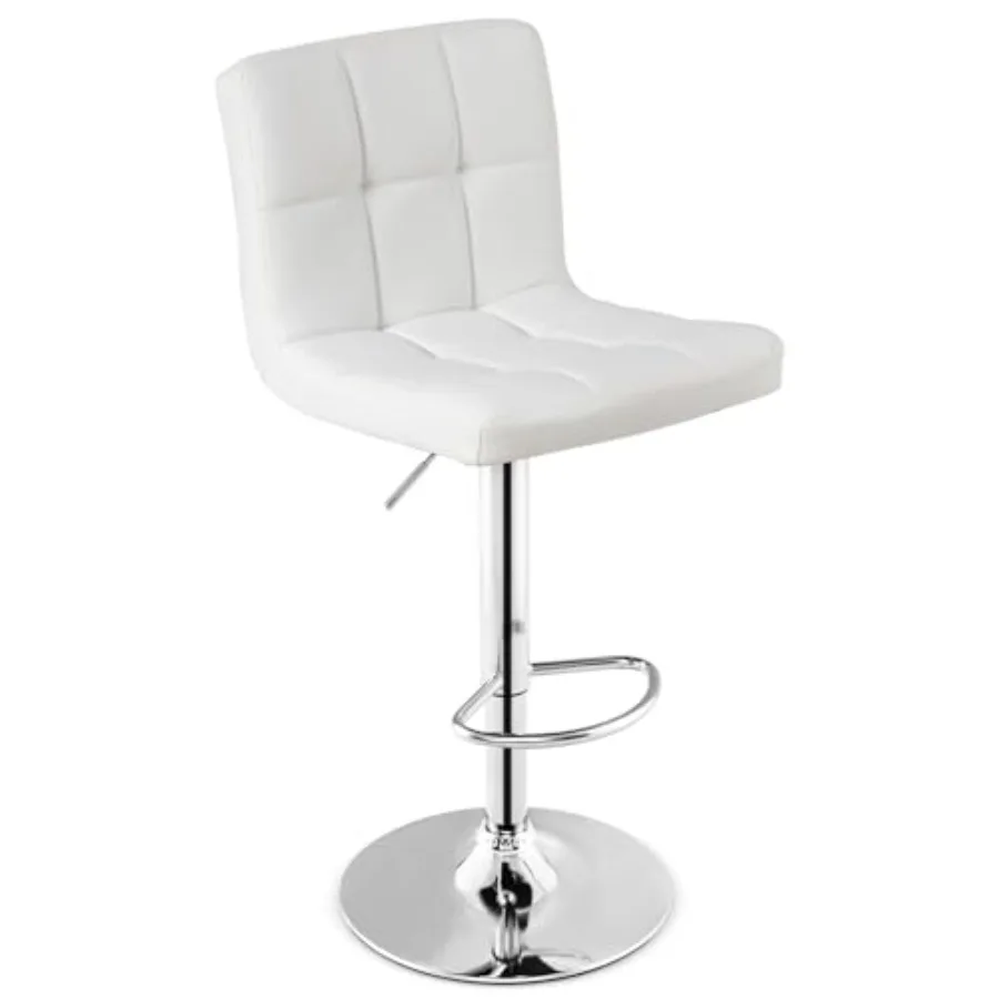 

Bar Stools Set of 1, Modern PU Leather Height Adjustable Barstools with Back, Footrest, Metal Base, Armless Counter Height Swiv
