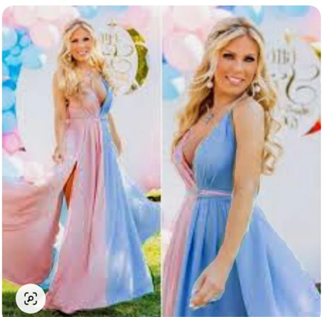 Vestito rosa e azzurro top