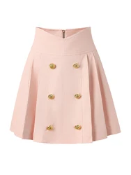 Sweet Design Summer Baby Pink Washed Denim Mini Pleated Women Short Skirt All-matched High Quality
