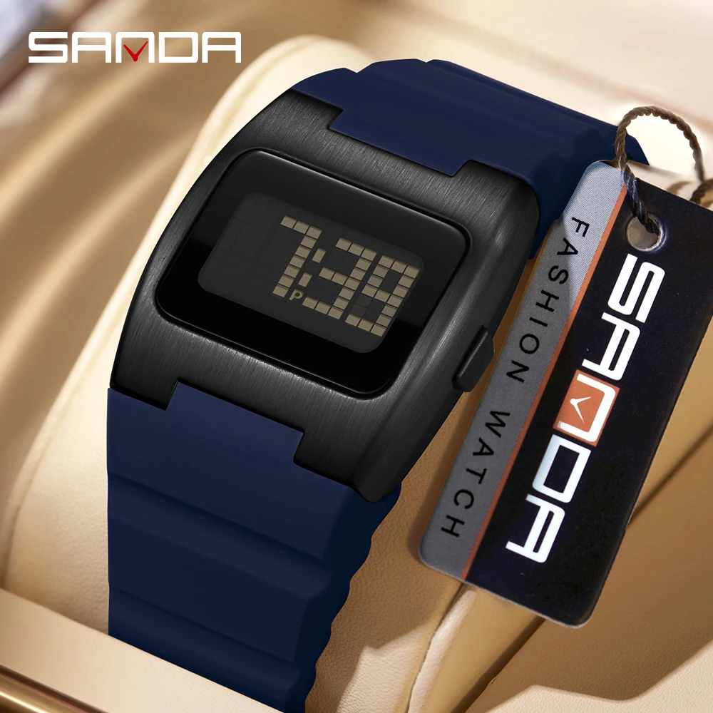 SANDA 2214 New Men's Digital Multifunctional Night Light Timer Calendar Outdoor Sports Waterproof Student Electronic Watch Reloj