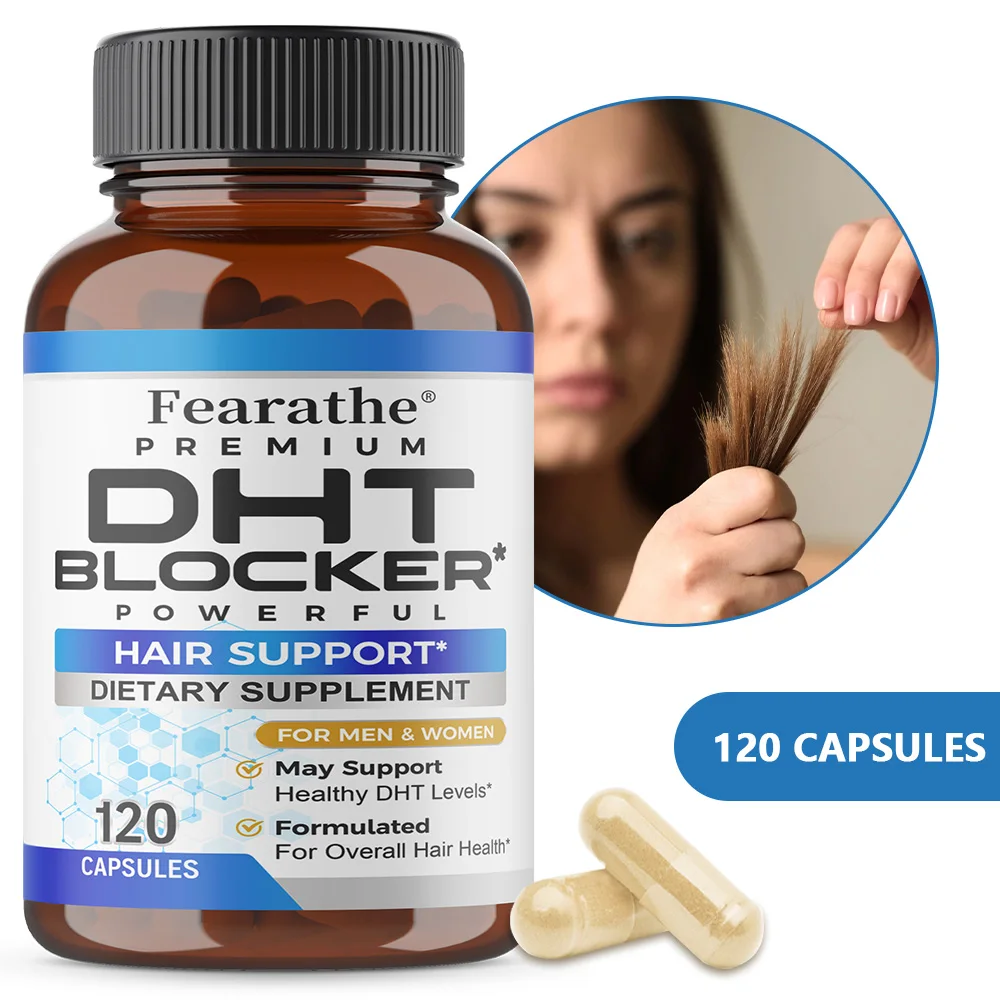 DHT Blocker Supplement with Saw Palmetto, Anti Hair Loss, Thinning Hair, Scalp & Hair Strength Support for Men & Women