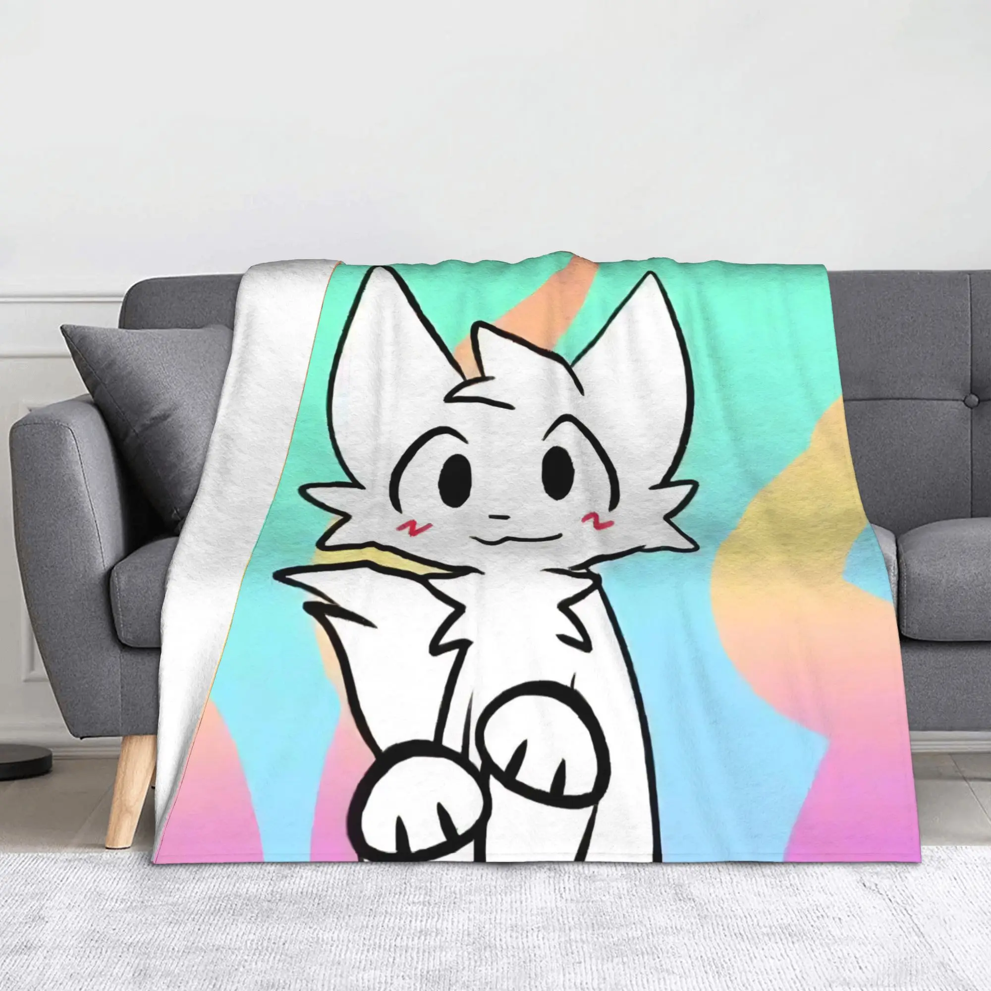 Boykisser Silly Cat Flannel Blanket Cute Furry Awesome Throw Blankets for Home 125*100cm Plush Thin Quilt