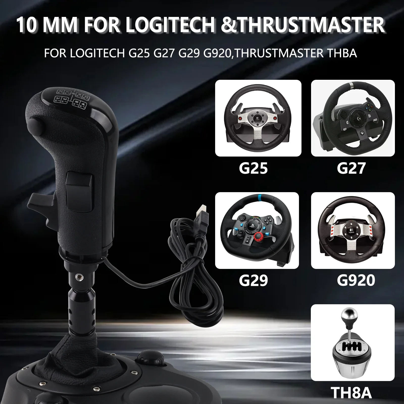 Left-Handed Use USB Truck Simulator Shifter Gearshift Knob for Logitech G29 G27 G25 G920 Manual Gear/Thrustmaster TH8A Gear