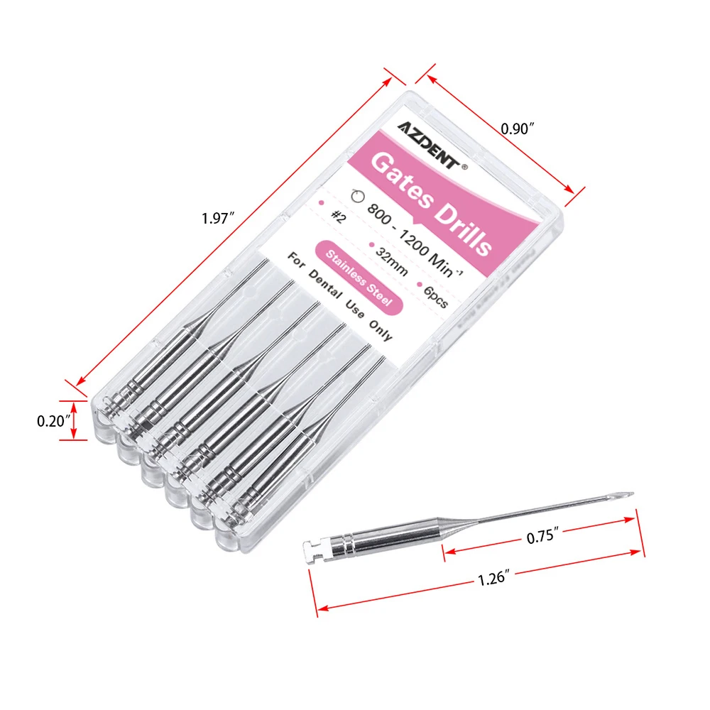 6 Teile/schachtel AZDENT Dental Endodontie Peeso Reibahlen Endo Dateien Gates Glidden Bohrer 32mm # 1-6 # 2er Edelstahl – Detail 5