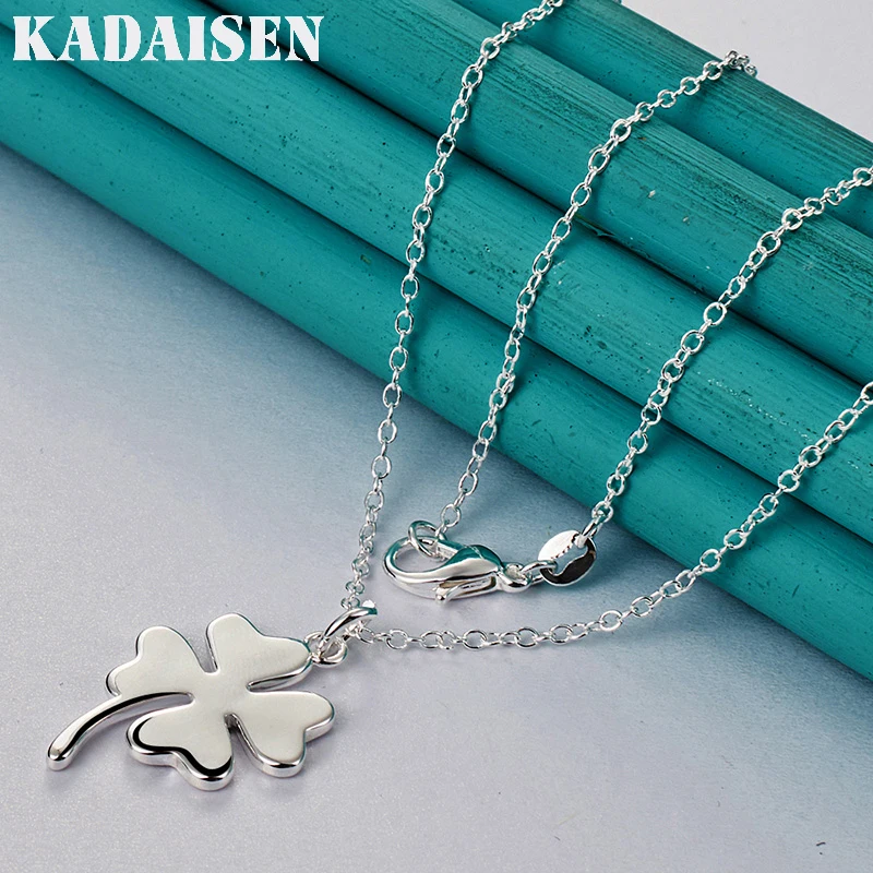 925 Sterling Silver Leaf 16/18/20/22/24/26/28/30 Inch Pendant Necklace Jewelry For Women Wedding Party Fashion Gift