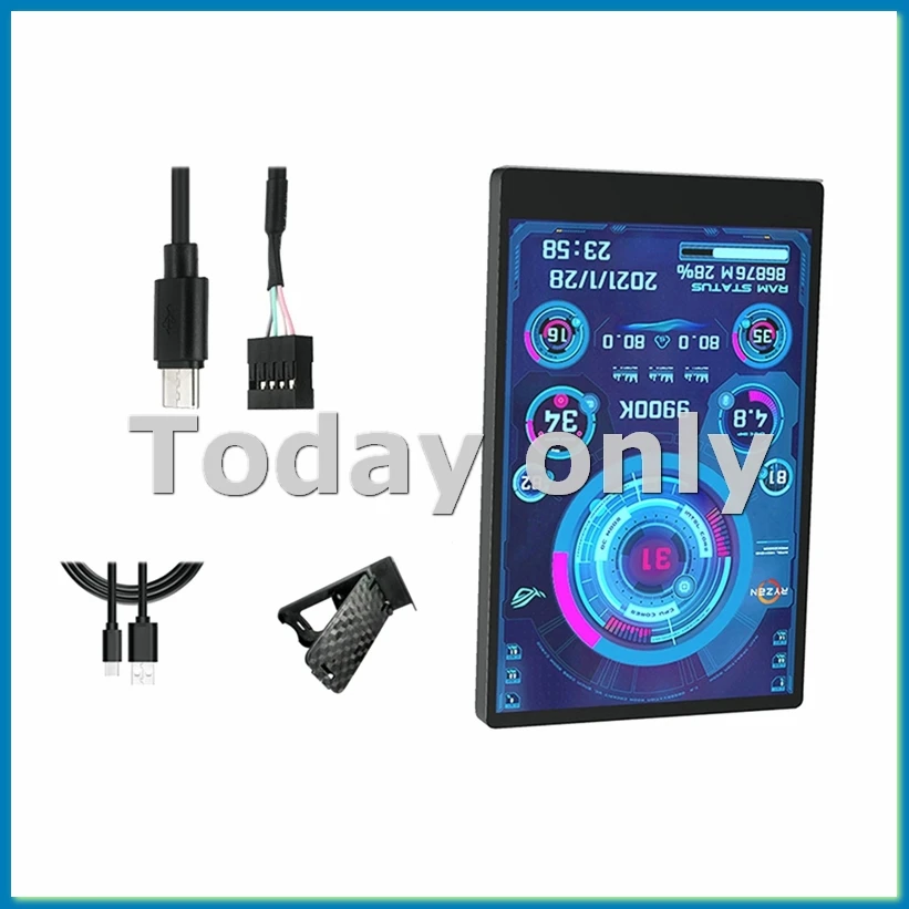 

3,5-дюймовый дополнительный экран IPS типа C для компьютера, процессора, графического процессора, оперативной памяти, HDD, 320x480, USB ЖК-монитор, свободно AIDA64 Win10 11-A79U