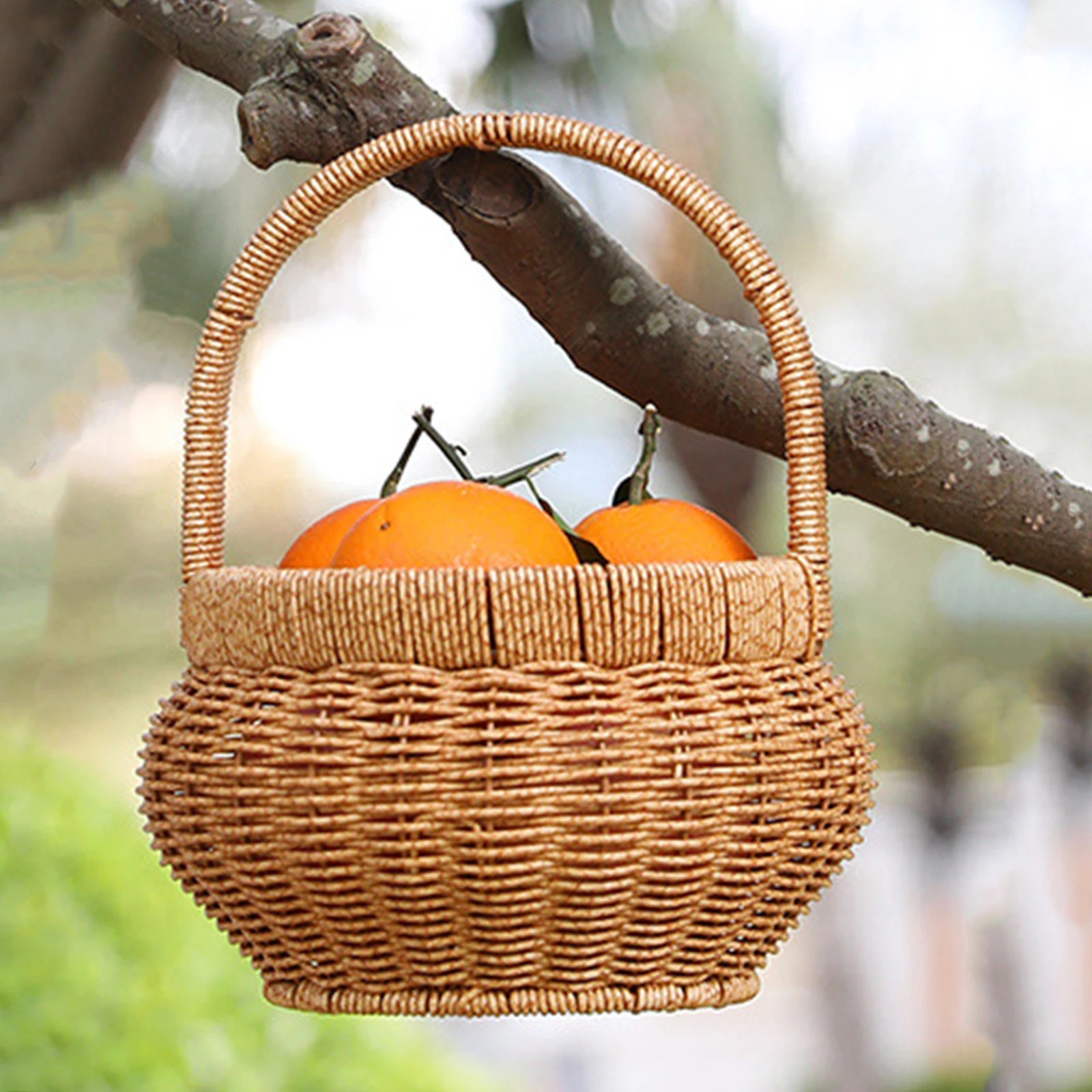 

Small Sundries Basket Flower for Table Fruit Pastoral Woven with Handles Wedding Pp Storage