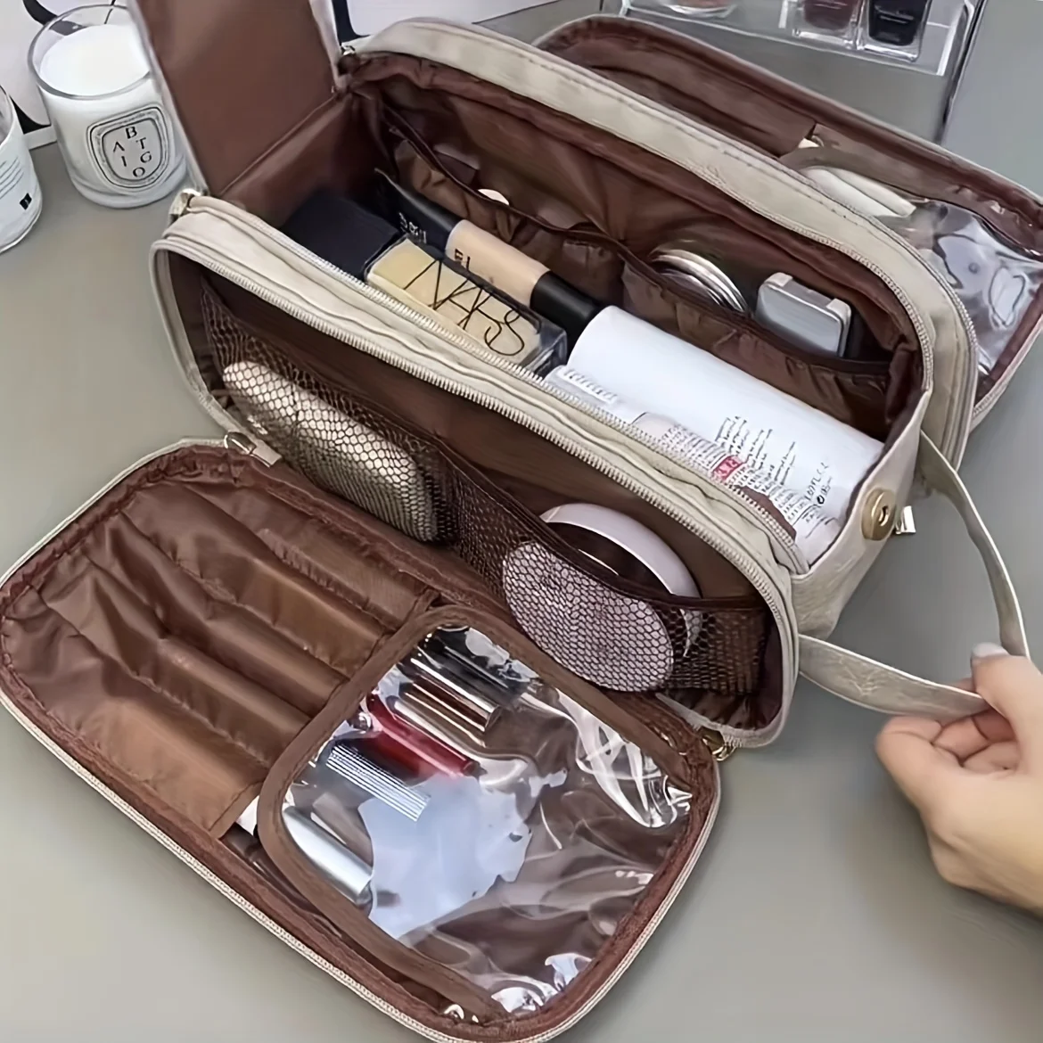 Makeup bag for female large capacity portable travel 2023 new advanced Makeup brush toiletries storage bag is super hot