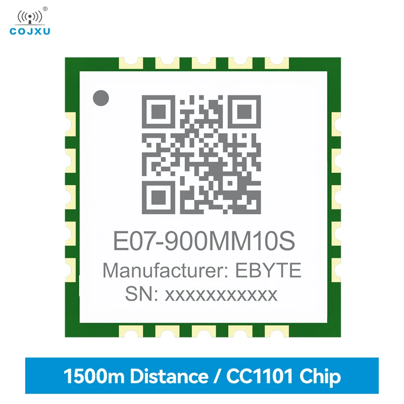 

CC1101 Wireless Module 915/868MHZ COJXU E07-900MM10S 10dBm 1.5km Stamp Hole Ultra Small Size Support RSSI SMD Module