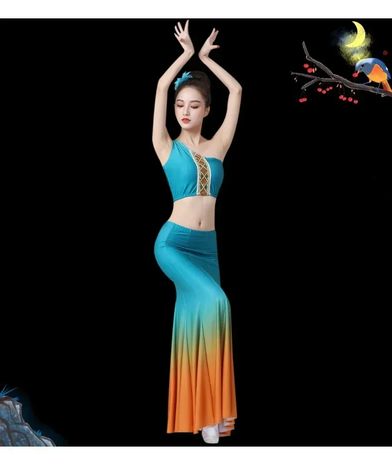 Stroje do tańca pawia Dai, tradycyjne ludowe stroje chińskich mniejszości etnicznych, strój na festiwal tańca pawia, występ sceniczny Hmong