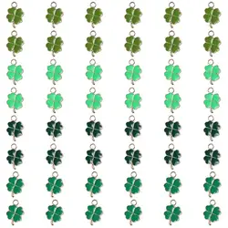 48pcs 11x18mm Four Leaf Clover Charm Pendants Alloy Four Leaf Clover Cute Small Enamel Pendants 4 Different Colors