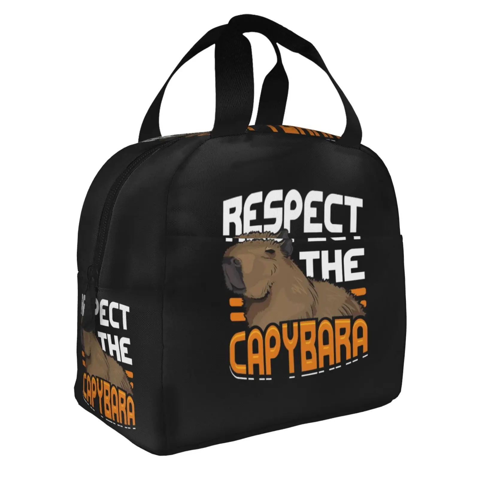 Respect The Capybara Print Lunch Bags Insulated Bento Box Lunch Tote Leakproof Picnic Bags Thermal Bag for Woman Girl School