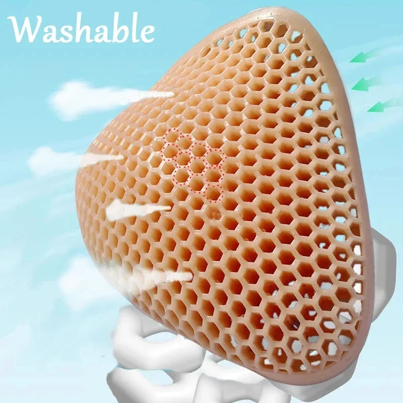 1 Piece ultra-elastic Triangle Hollow Breast Form honeycomb Silicone Breast Form Mastectomy Bra Enhancer Insert