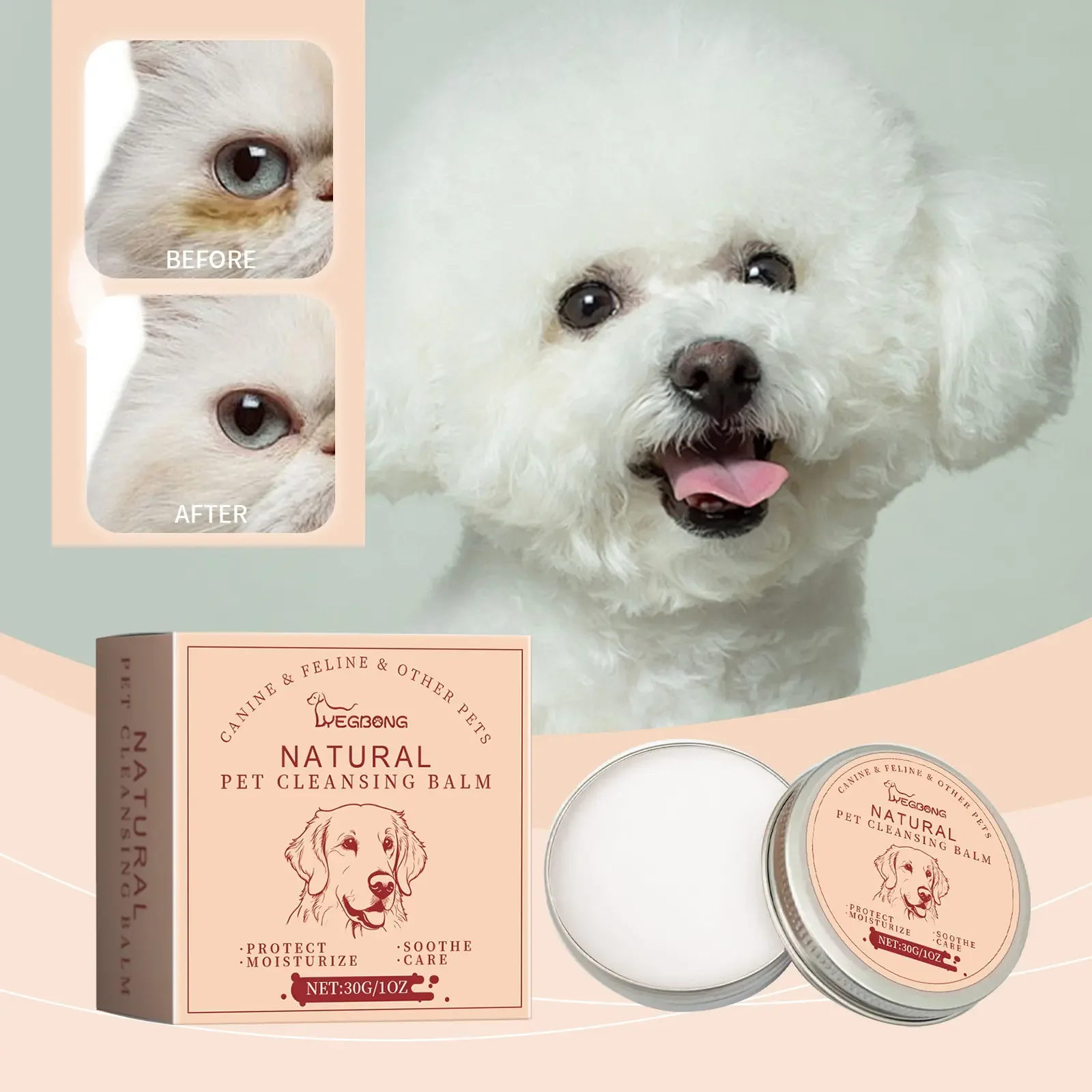 

Pet Tears Cleansing Cream, Gentle Cleansing Pet Cat and Dog Tears Care Eye Care Cleansing Cream