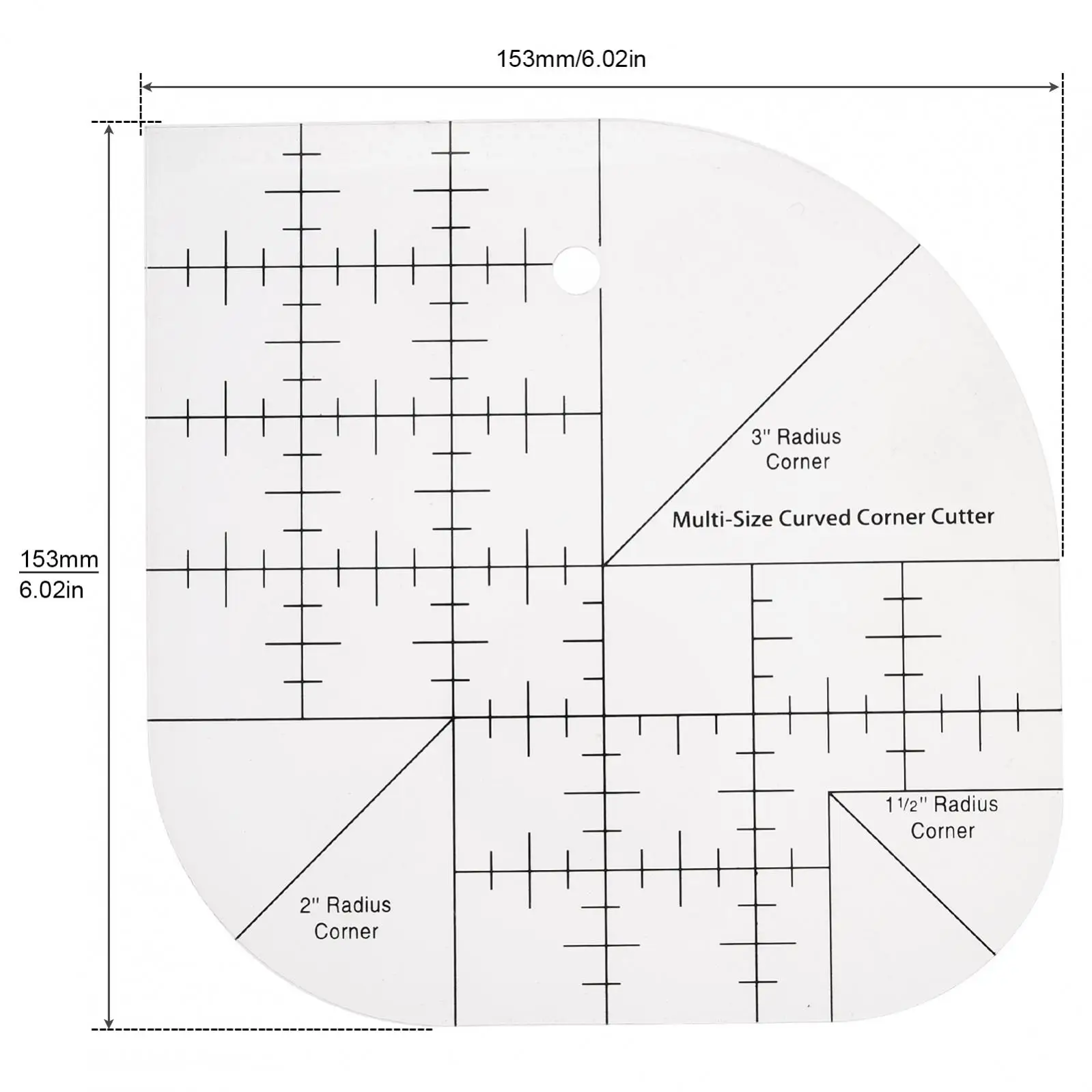 Multifunctional Sewing Curved Corner Ruler for Quilting Sewing Pattern Template with Round Edge Clear Sewing Patchwork Ruler