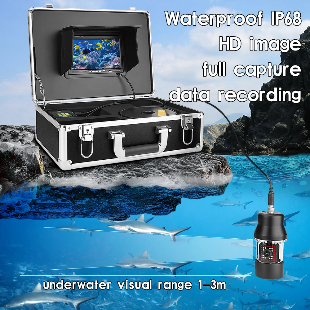 

DVR Recorder 7 Inch 200m Underwater Fishing Camera Finder with Depth Temperature 360 Degree Rotating Panoramic viewing