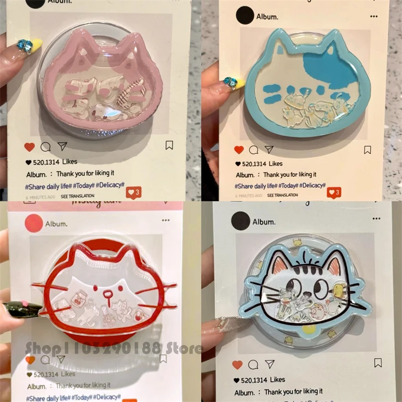 

Korean Cute Cartoon Cat Shake Magnetic Phone Holder Grip Tok Griptok Phone Stand Holder Support For iPhone For Magsafe Smart Tok