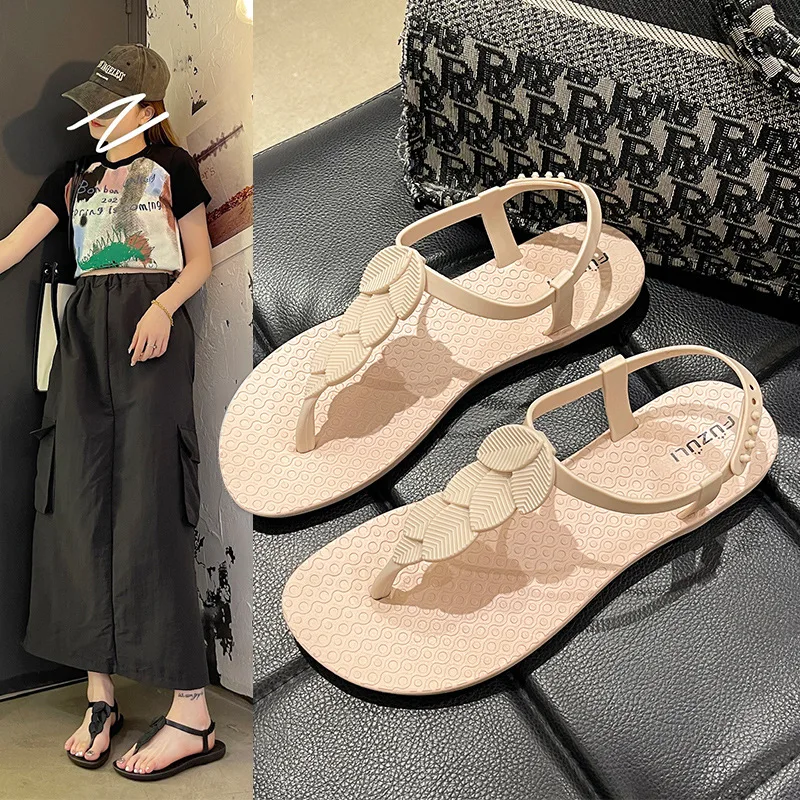 Flat Toed Sandals for Women\'s 2024 Summer New Fashionable Beach Sandals for External Wear