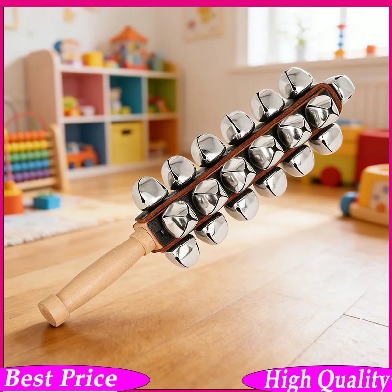 

Музыкальный инструмент Орфа J202 — 25 колокольчиков с кожаной ручкой, деревянная палочка из бука, точная настройка, чистый звук, идеально для музыкального образования