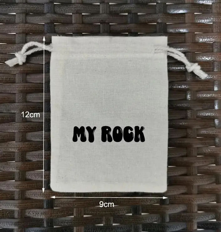 1000 Pieces 9x12cm Natural Cotton Bags Drawstring Gift Pouches Screen Printed With Black Logo Customised Logo