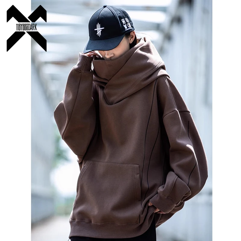 2025 Autumn Loose Hoodie Techwear Harajuku Men Functional Hoodies Hip Hop Streetwear Pullover Sweatshirts Oversized Cotton