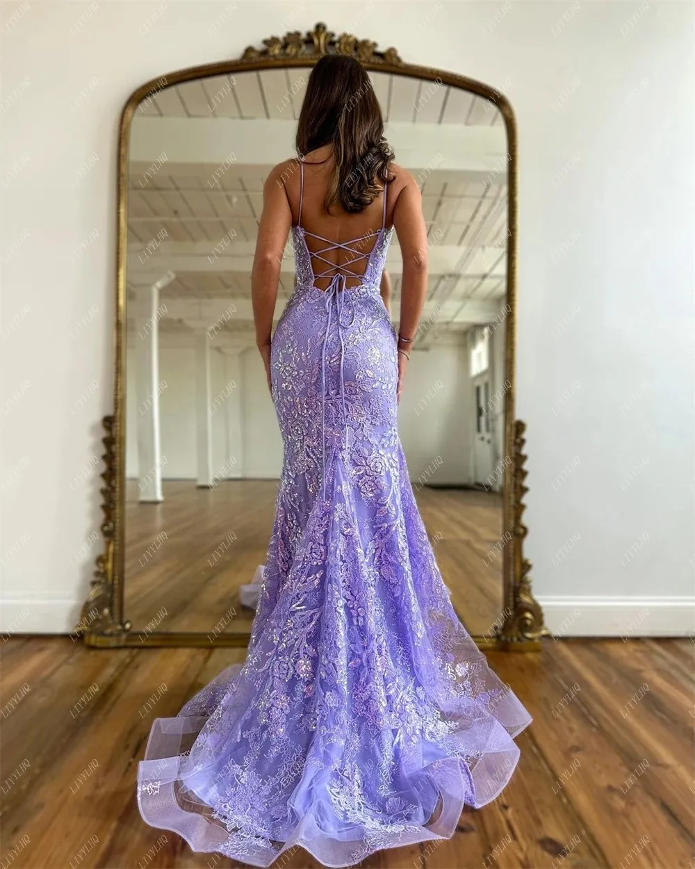 LIYYLHQ Elegant Lavender Prom Dresses Long Mermaid Sexy Backless Evening Party Gowns Women Robes De Soirée