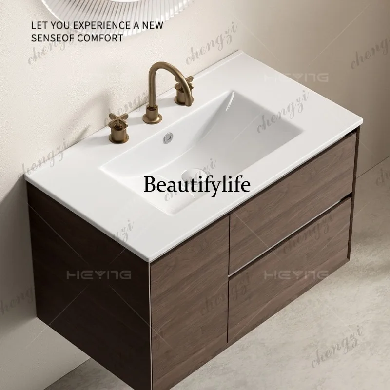S178 bathroom counter single basin four sides water retaining ceramic integrated basin American three-hole faucet ceramic basin