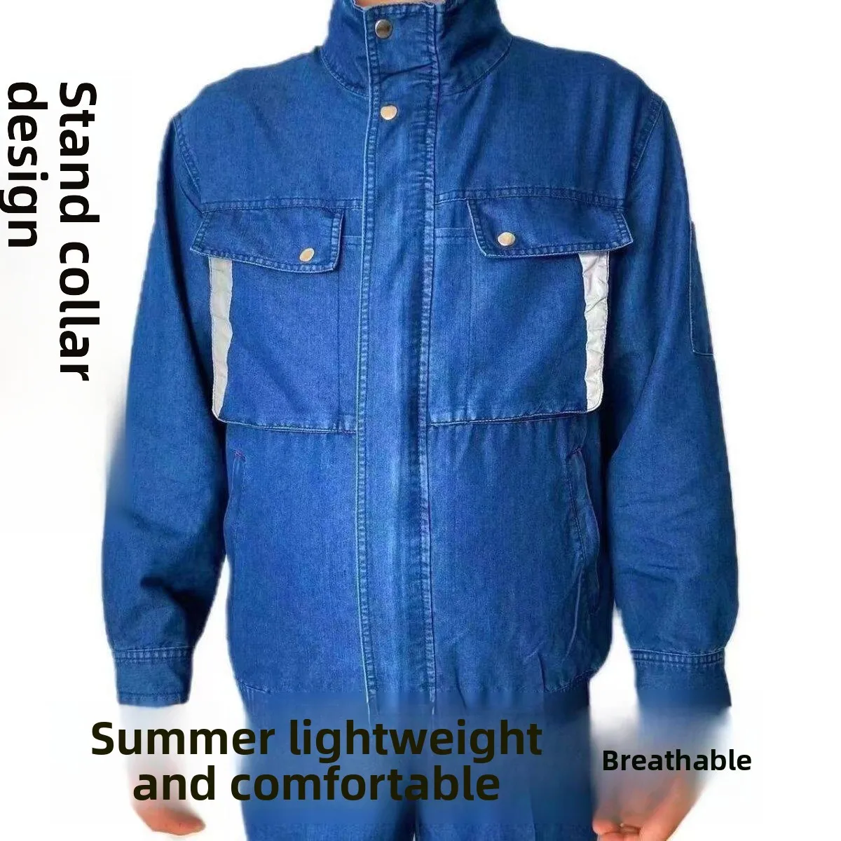 

Summer Work orm Men's Denim Long Sve Thin Set W Auttive Repair Construction Wear Resistant Anti-Heat Labor Pro...