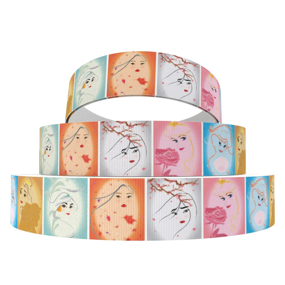 Disney Princess 25mm Grosgrain Ribbon Fabric Gift Wrapping DIY Sewing Wrapping Art Sewing Bow-Knot Crafts Home Packing,5Yc40750