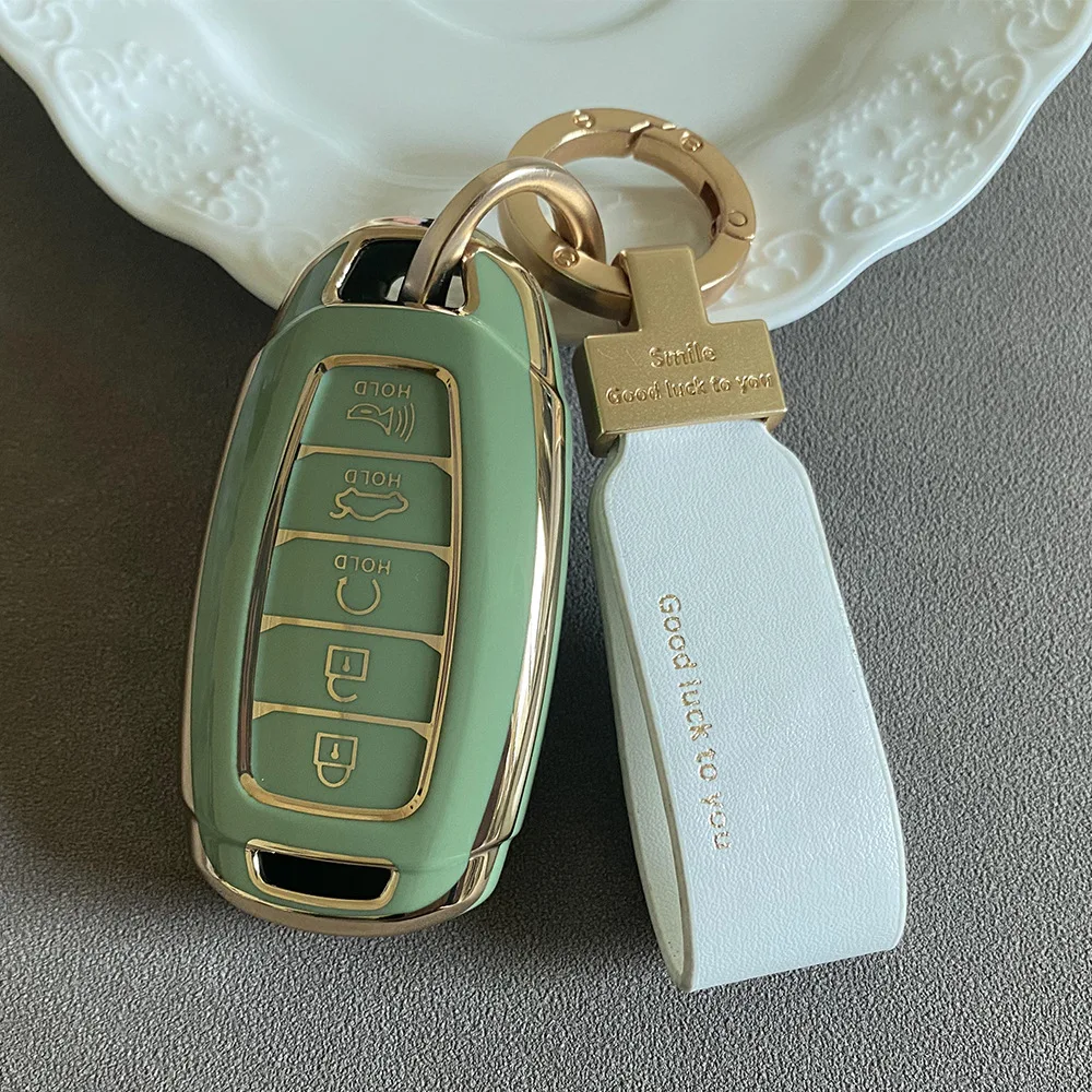 For South Korea's Hyundai Parisdi Festa Ix35 Ix25 Elantra Car Key Car Key Fob Case Key Fob Cover Keychain TPU Gold Edge