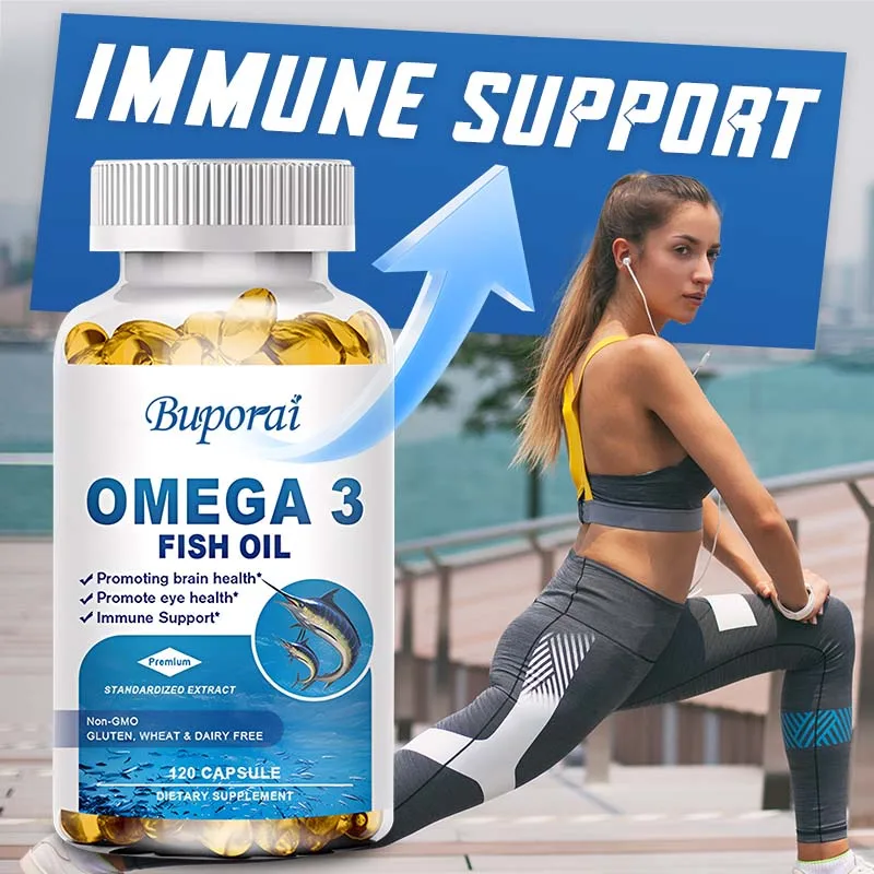 

Omega-3 Fish Oil Capsules - Antioxidant, Promotes Cardiovascular and Skin Health, Support Brain Nervous System - with EPA, DHA