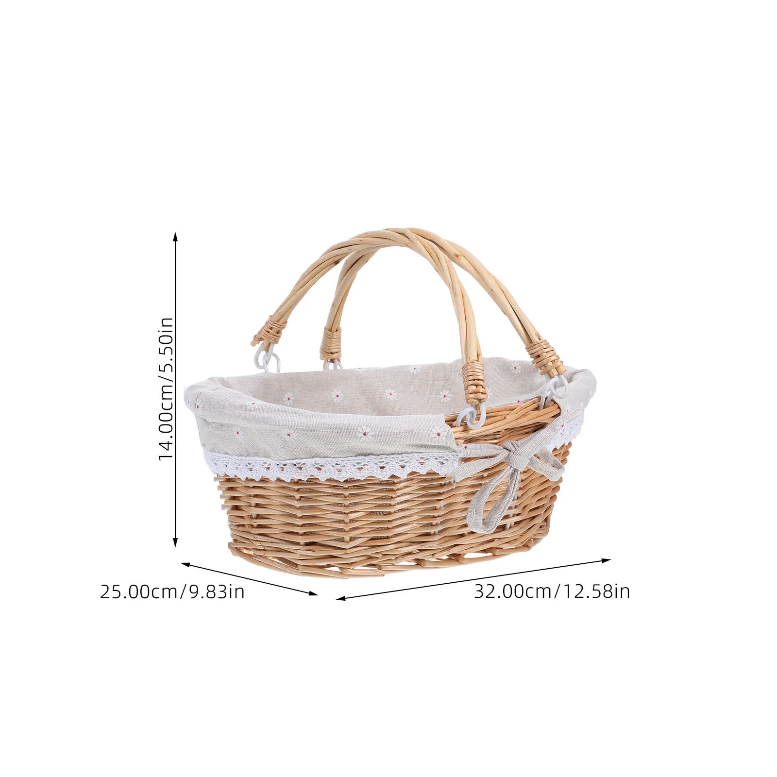 1 قطعة سلة النزهة الخوص الفاكهة التخزين المنظم المطبخ مخزن في الهواء الطلق الطعام حديقة ديكور ريفي سلة مغزولة للمنزل