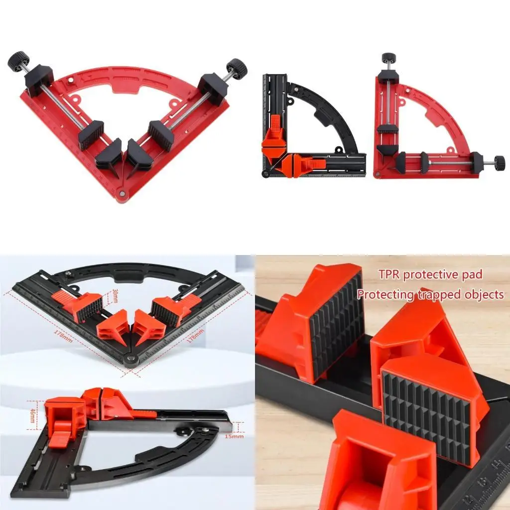 

E8BD Woodworking Tools 90 Degree Clamp Dual-Scale Picture Frame Carpentry Clamps Plastic Corner Wooden Clamp Adjustable