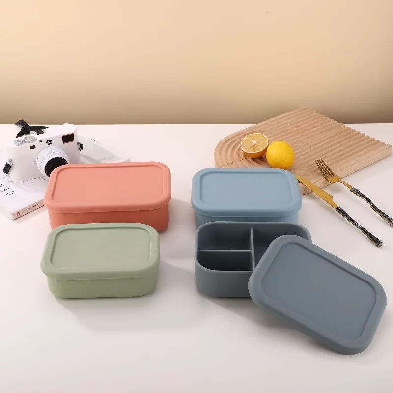 Food grade silicone lunch box, kitchen portable lunch box square silicone bowl 5