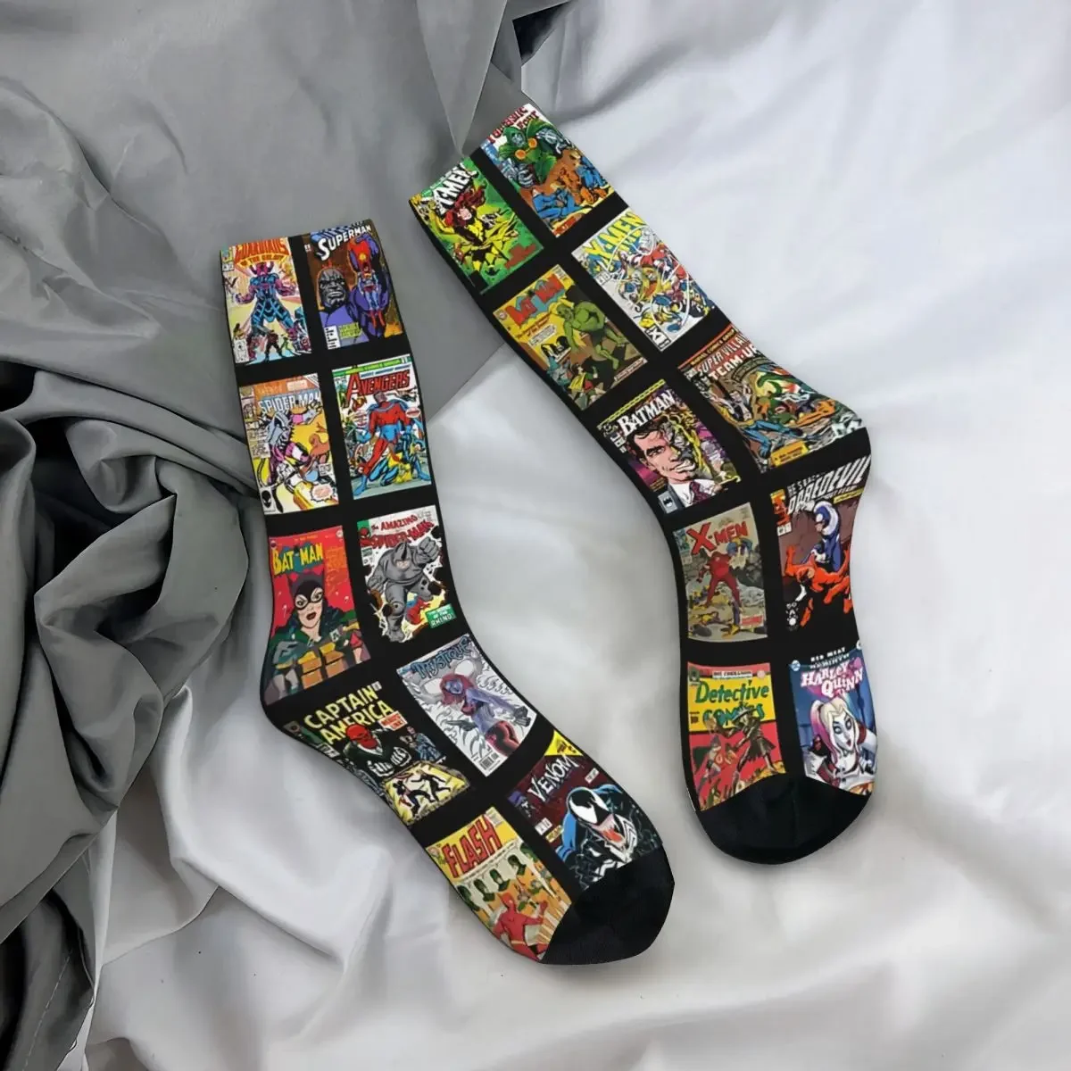 Hip Hop Retro Evil Villains Men Women Socks Superheroes Unisex Funny Crazy Sock Happy Crew Sock Boys Breathable Basketball Socks