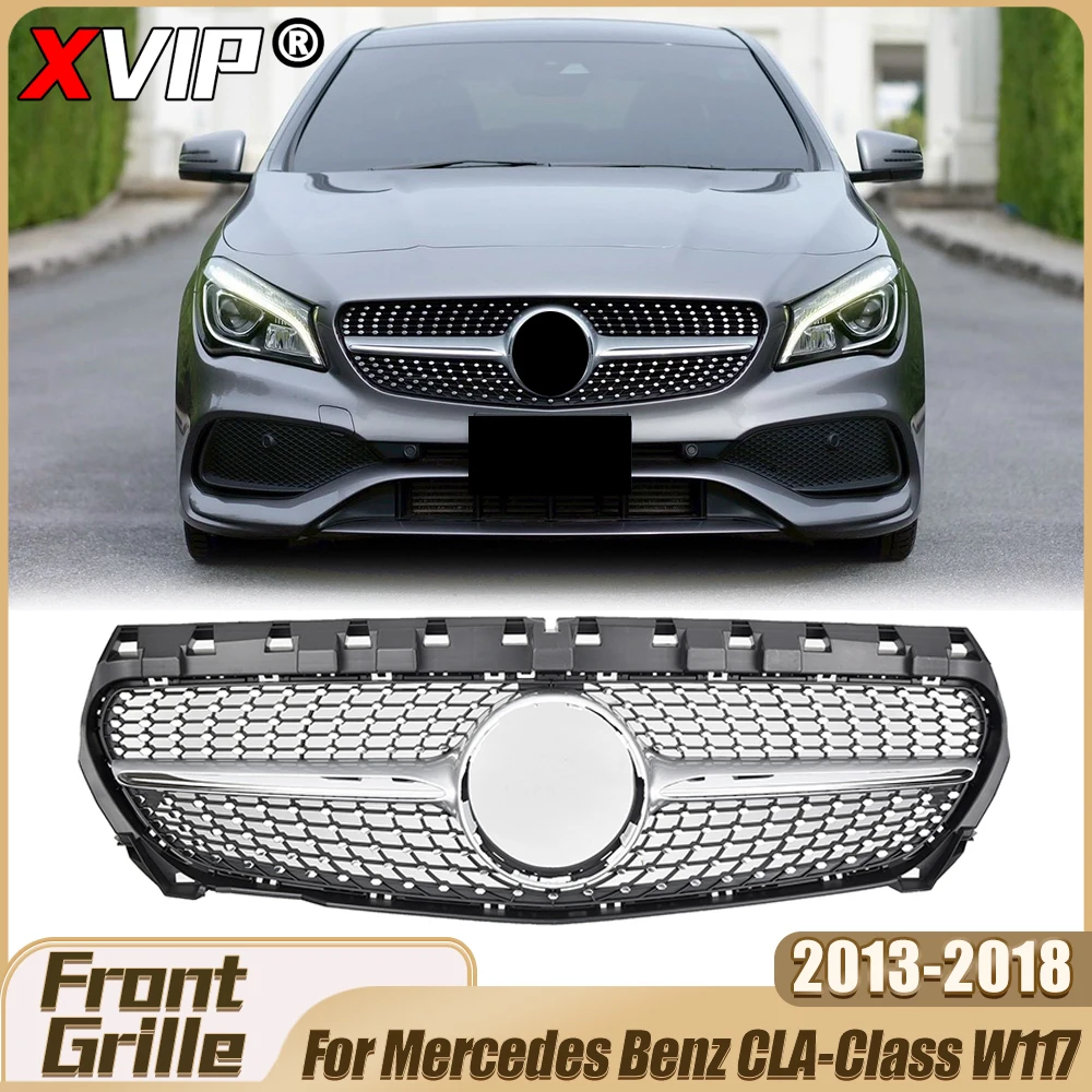 

XVIP Chrome Silver Racing Grille Bumper Grill For Mercedes Benz CLA-Class W117 13-18 CLA180 CLA200 CLA250 CLA45 AMG Accessories