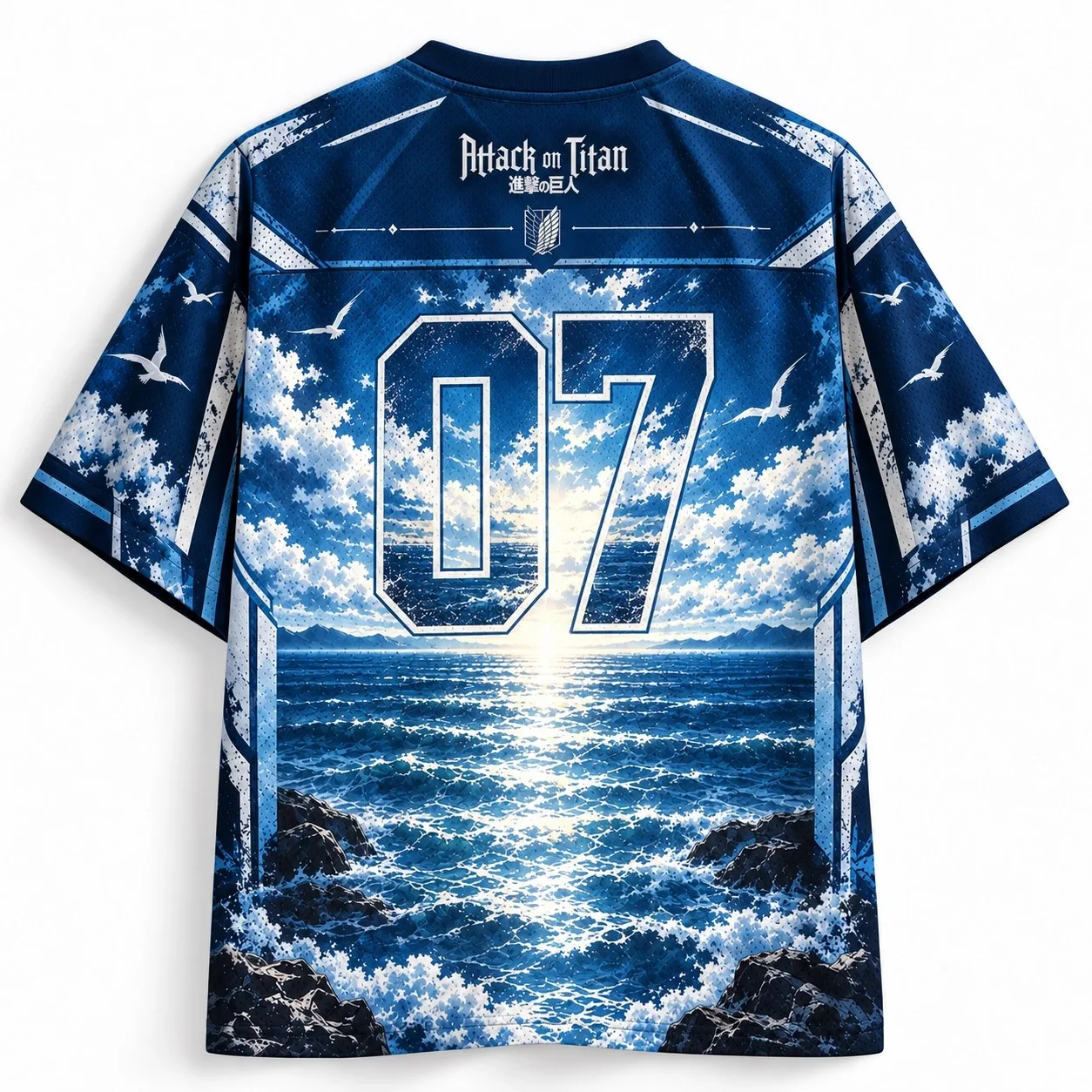 Trendy Unisex V Neck Attack on Titan Full Print Jersey Short Sleeve Top Ideal For Night Out And Casual Street Style Looks