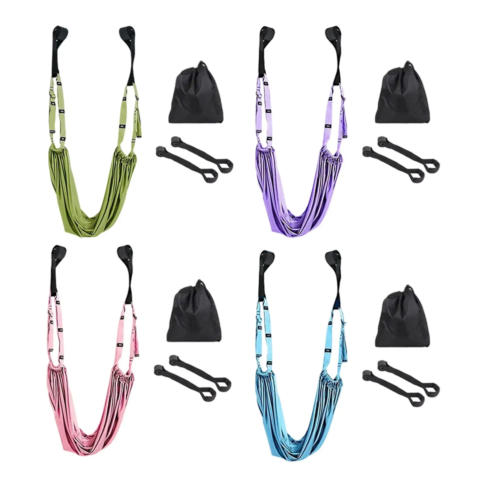 حزام نقالة الساق مع مرساة الباب، حزام مطاطي لليوجا، معدات تمدد حبل اليوغا للتشجيع والبيلاتيس