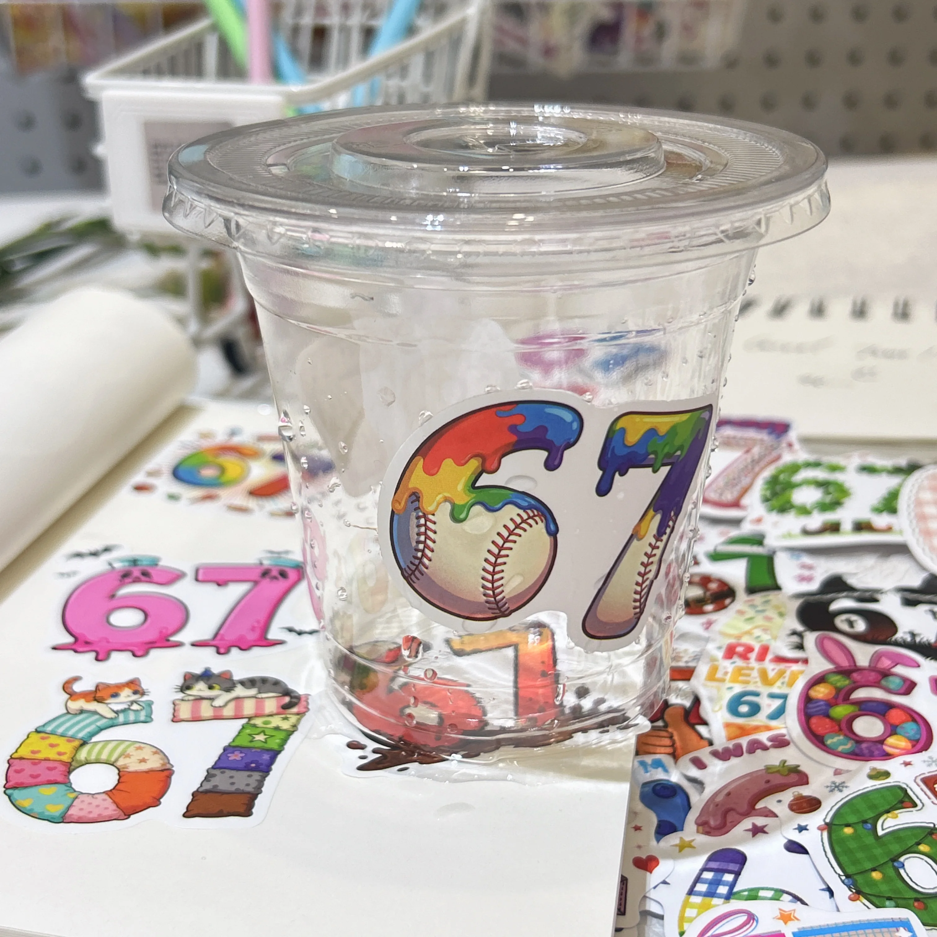 50Pcs Cartoon Funny Number 67 Six Seven Stickers DIY Decorative Handbook Phone Case Luggage Waterproof Decals Kids Toy