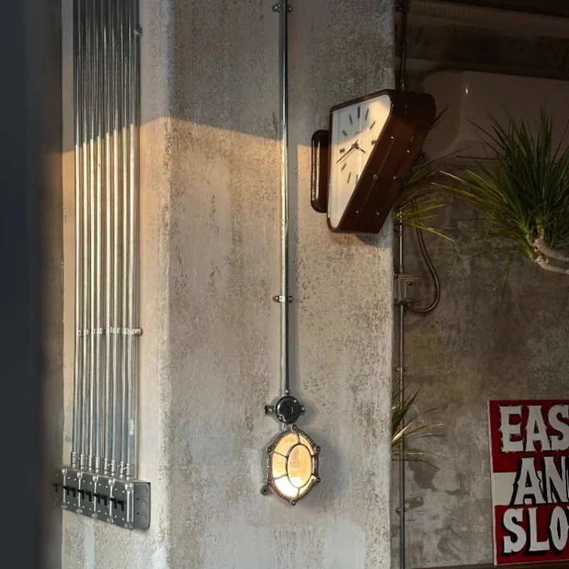 Metal Triangle Wall Clock with Double Sides Industrial Pendulum for Cafe Bar Retro Hanging Clock Silent Non-Ticking Decor Clocks