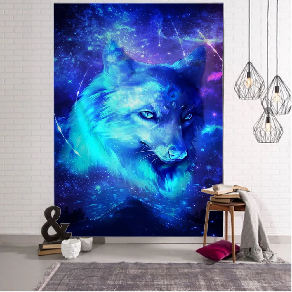 

Wildlife Wolf Tapestry Wall Hanging Boho Decorative Wall Covering Tapestry Psychedelic Hippie Tapestry Mandala Wall Hangings