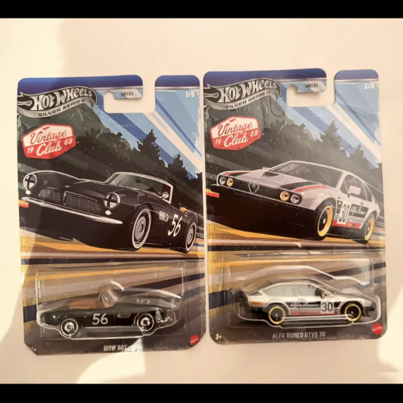 

Hot Wheels Diecast Race Car Model - Silver Series HRT81 Vintage Retro Classic BMW 507 Porsche 356 Collectible for Collectors