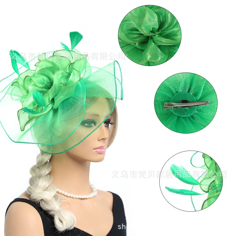 

Bridal Wedding Hair Accessories Feather Billycock Headdress Hairpins/Hairbands Double-Purpose Kenji State Photo Bridal Mesh