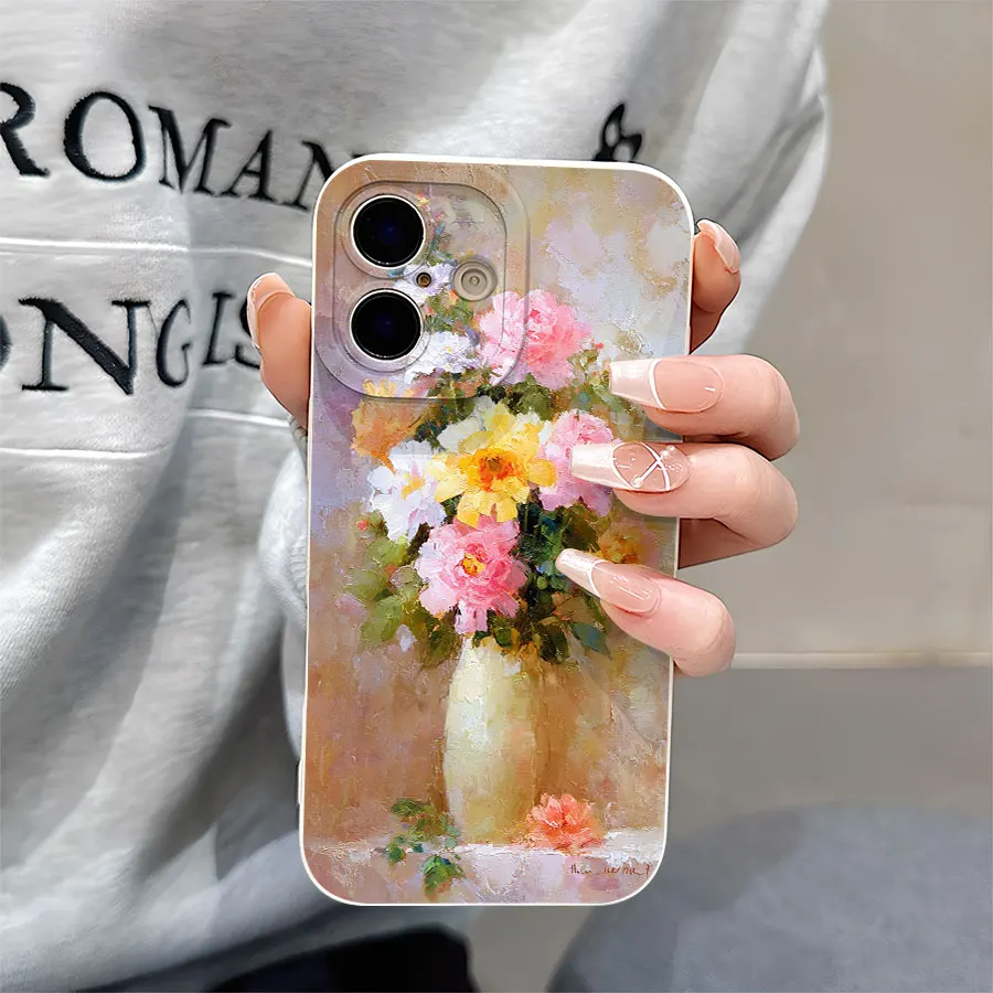 

Flowers in an oil painting vase Patterned phone cases for iPhone 17 to 11 Pro Max Plus