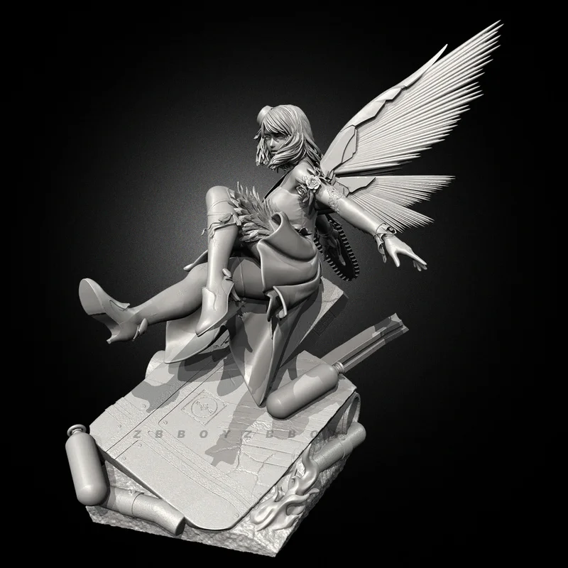 

50mm 75mm 90mm Resin Model Figure Flying Wing Battle Girl Gk Micro Miniature 3d Printed White Model Toy Unassembled Unpainted