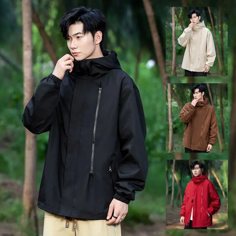 

Водонепроницаемая спортивная куртка на открытом воздухе, мужская летняя тонкая шляпа для скалолазания, тюнер свободного покроя, полиэстер, нейлон, волокно, застежка-молния