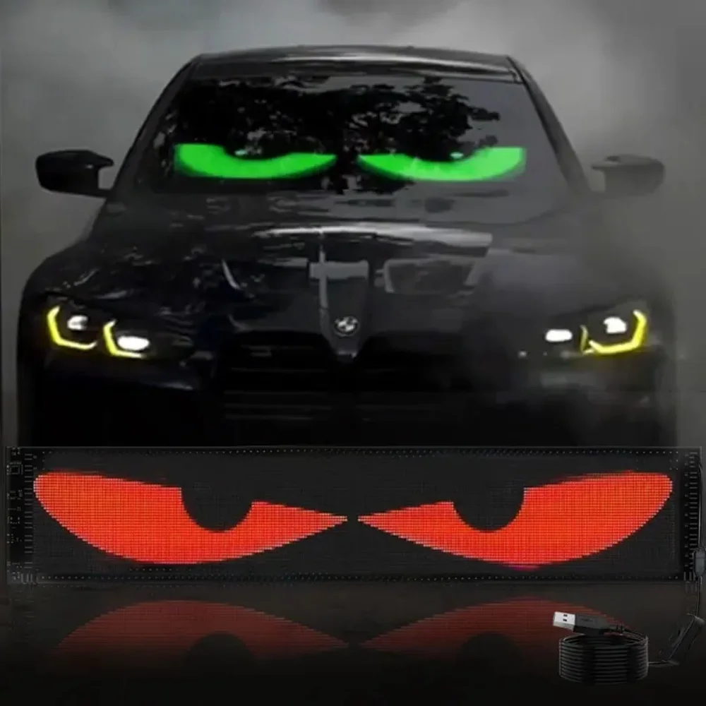 

Автомобильный светодиодный логотип Demon Eyes, светодиодная матрица, пиксельная панель, ночник, сделай сам, программируемый гибкий светодиодный дисплей для автомобиля, грузовика, аксессуары