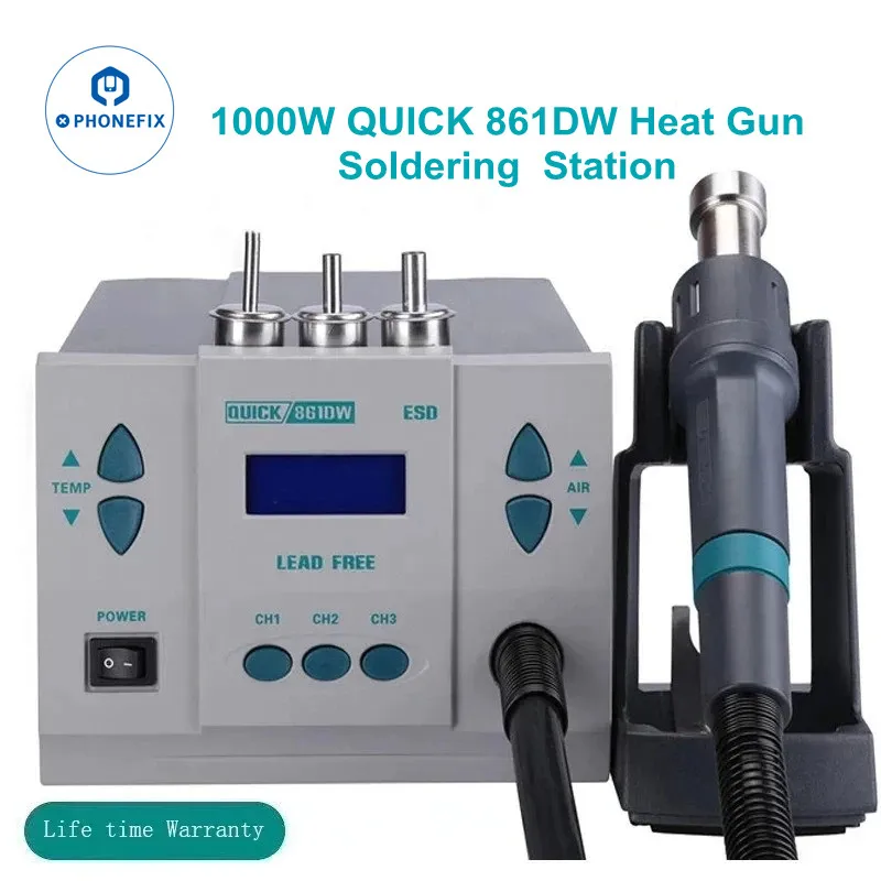 QUICK Station 1000W Smart Hot Air Desoldering Station 861DW Digital Display Precise Temperature Control Heat Gun Soldering Tool