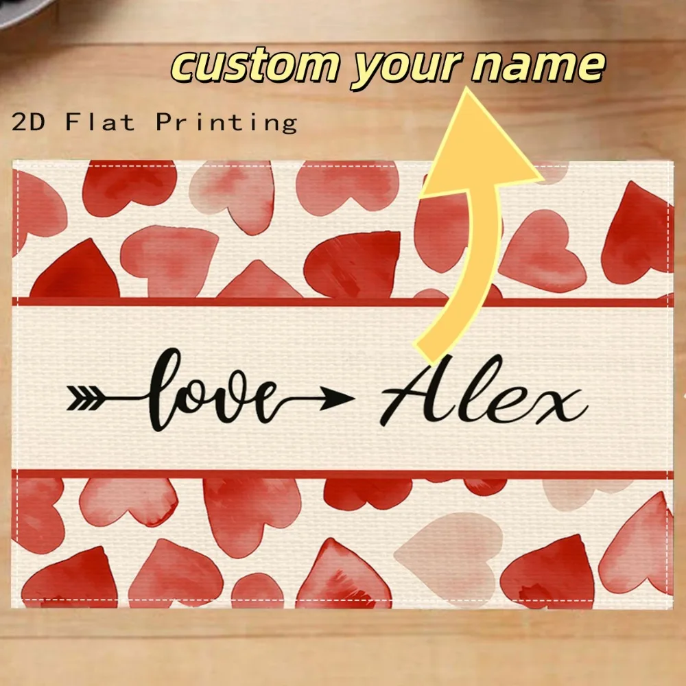 1pc Customizable Name Heart Pattern Durable Heat-Insulating Placemat,Personalized Placemat, Coaster, Picnic Placemat